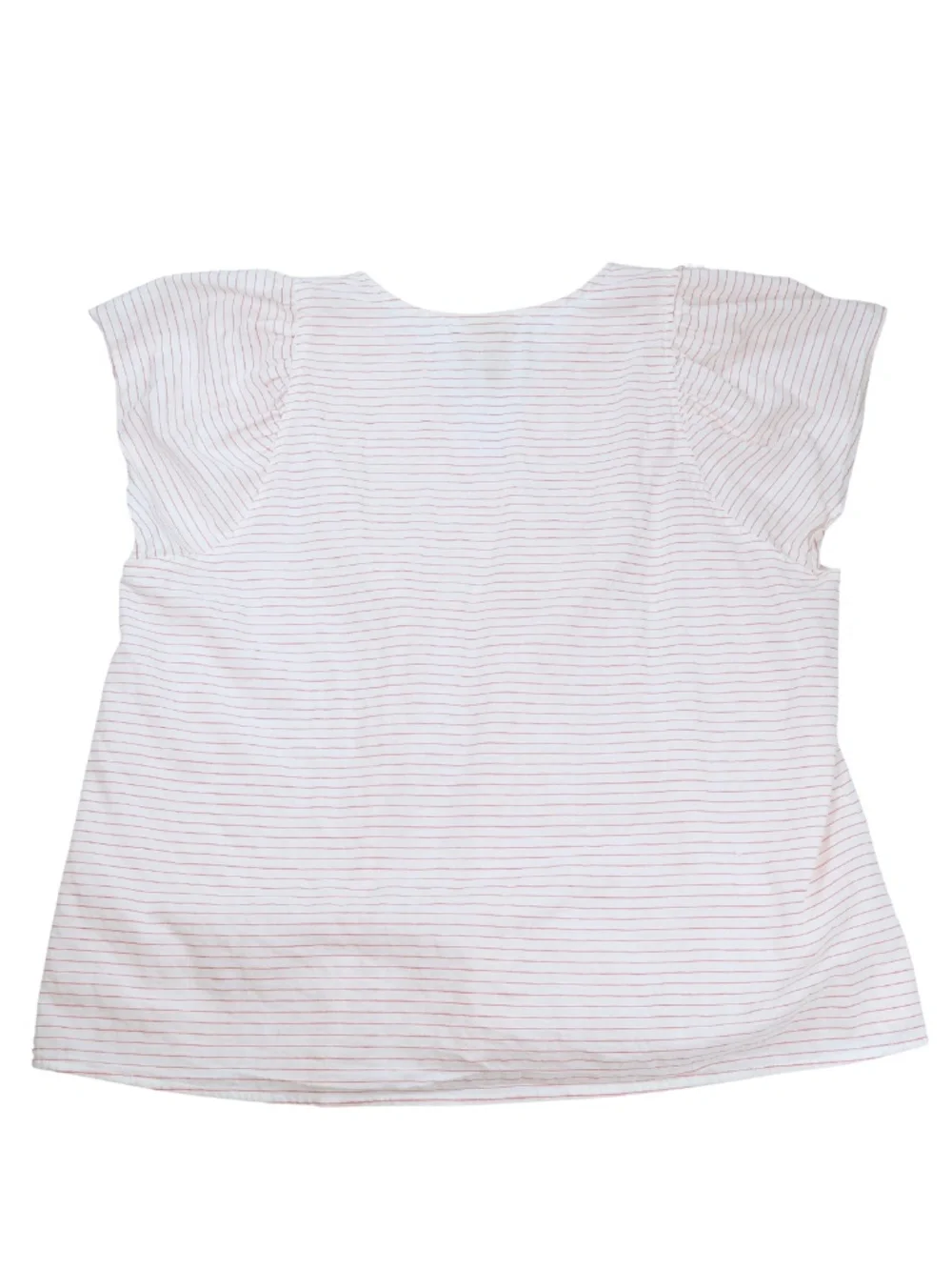 St John’s Bay White Red Stripe Pom Trim Blouse XL Coastal Boho - Picture 3 of 7
